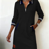 Schickes Langärmeliges Baumwollkleid