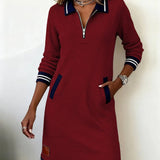 Schickes Langärmeliges Baumwollkleid