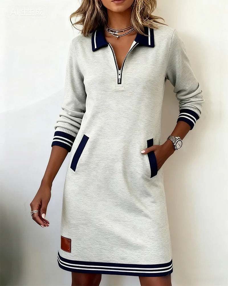 Schickes Langärmeliges Baumwollkleid