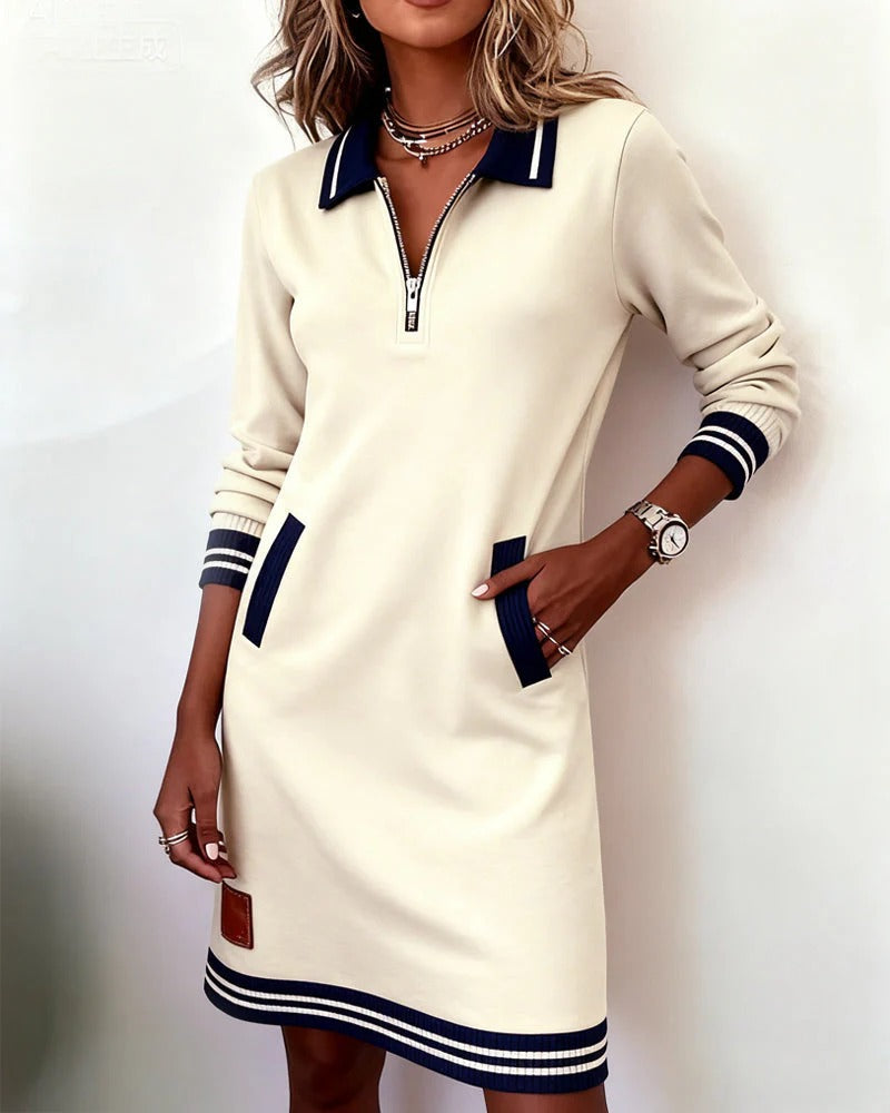 Schickes Langärmeliges Baumwollkleid