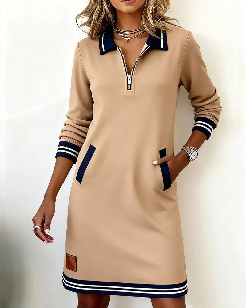 Schickes Langärmeliges Baumwollkleid