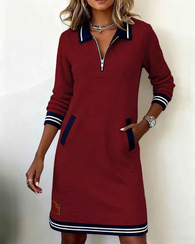 Schickes Langärmeliges Baumwollkleid