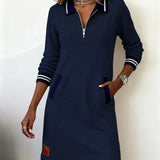 Schickes Langärmeliges Baumwollkleid
