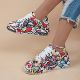 Mia - Damen Graffiti Druck Lage Turnschuhe