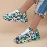Mia - Damen Graffiti Druck Lage Turnschuhe