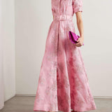 Aven - Retro-Pink Revers-Hochbundkleid