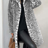 Valentina - Klassischer Damen Wintermantel Mit Leopardenmuster