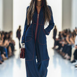 Nicole - Retro Roter Topstitch Overall