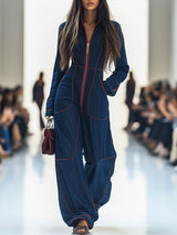 Nicole - Retro Roter Topstitch Overall