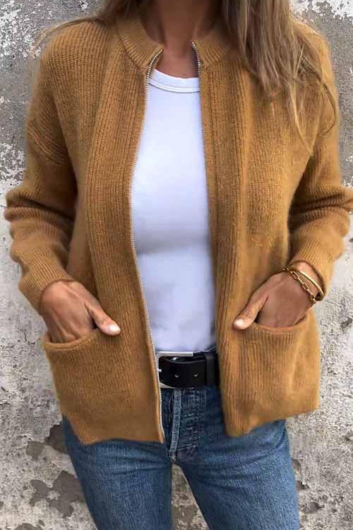 Aurora - Baumwollstrickjacke Mit Reißverschluss