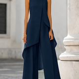 Martina | Damen Hochkragen-Top und Weitbein-Hosen Set