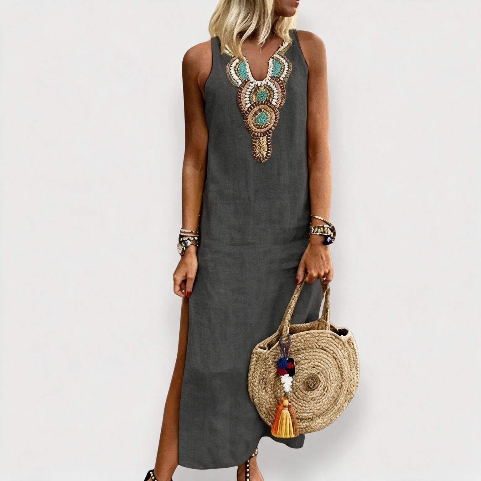 Damen Ärmelloses Maxikleid mit Seitenschlitz