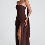 Damen Maxi Kleid mit Seitenschlitz