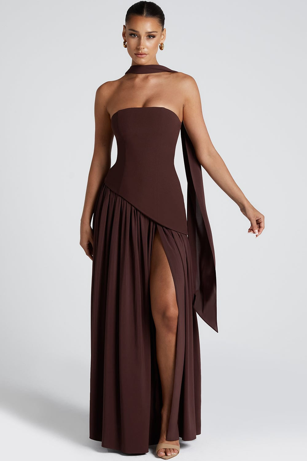 Damen Maxi Kleid mit Seitenschlitz