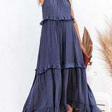 Anna™ Marineblaues Lockere Sommerliches Festliches Maxi-Kleid