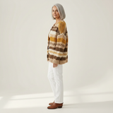 Marlene | Gebreide cardigan met strepen in Bruin & Crème