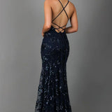 Nora – Elegantes bodenlanges Abendkleid mit Paillettenverzierung
