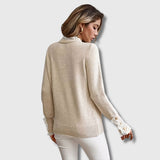 Odalys | Damen Rundhals-Spitzenpullover mit Knöpfen