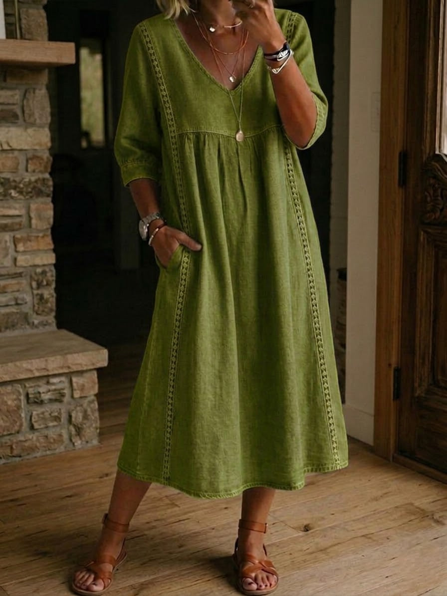 Antonia A-Linien Maxikleid mit 3/4-Ärmeln