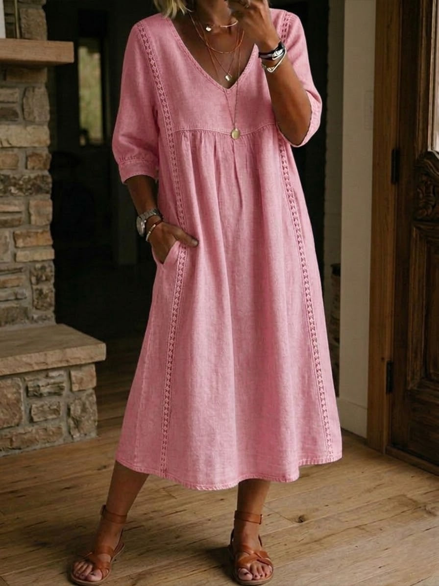 Antonia A-Linien Maxikleid mit 3/4-Ärmeln