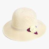 Sonnenhut mit breiter Krempe und Perlenblumen für Damen