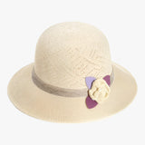 Sonnenhut mit breiter Krempe und Perlenblumen für Damen