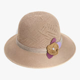 Sonnenhut mit breiter Krempe und Perlenblumen für Damen