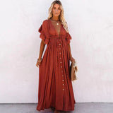 Julie™ - Rote Lange Strandkleid