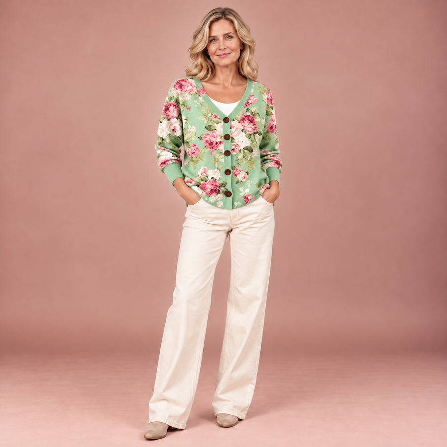 Rose | Bequemer Strickcardigan mit Knöpfen