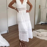 Rosélia | Damen V-Ausschnitt Spitzen-Maxikleid