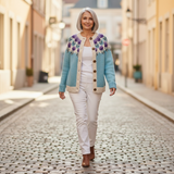Rosemarie | Vest met bloemenpatroon aan de pas