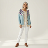 Rosemarie | Vest met bloemenpatroon aan de pas