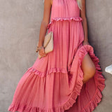 Lara™ - Rosa Lockere Maxi Kleid