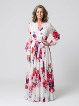 Lillian | Floral Langärmliges Wickel-Maxi-Kleid