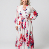 Lillian | Floral Langärmliges Wickel-Maxi-Kleid