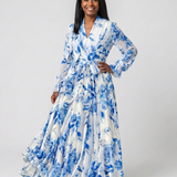 Lillian | Floral Langärmliges Wickel-Maxi-Kleid