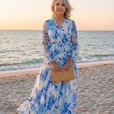 Lillian | Floral Langärmliges Wickel-Maxi-Kleid