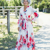 Lillian | Floral Langärmliges Wickel-Maxi-Kleid