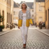Sabine | Vest met stippen in Crème & Geel