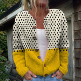 Sabine | Vest met stippen in Crème & Geel