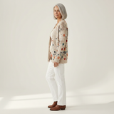 Sabrina | Crème kleurige gebreide cardigan met veldbloemen