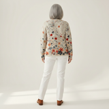 Sabrina | Crème kleurige gebreide cardigan met veldbloemen