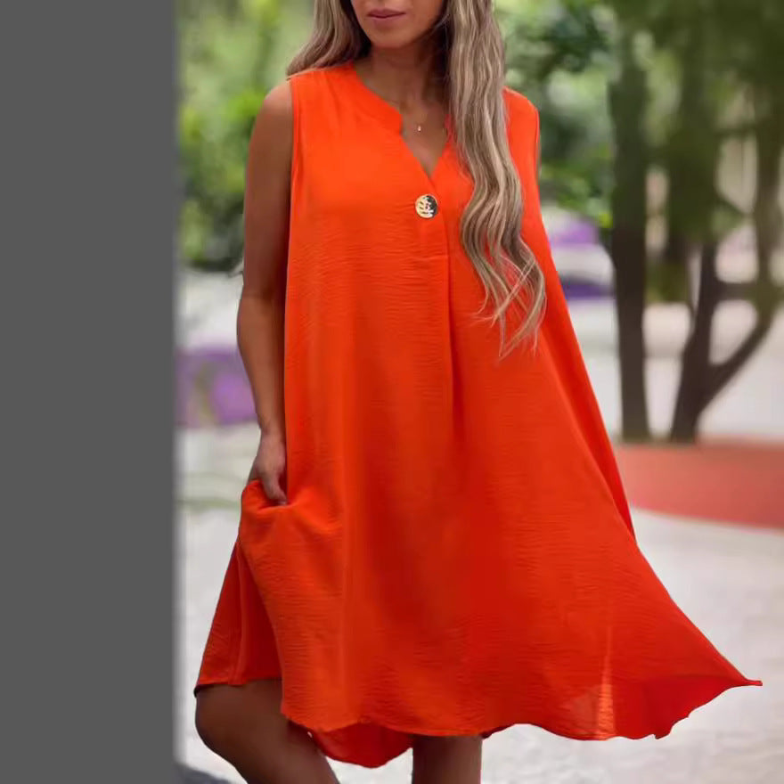 Elsie - Ärmelloses V-Ausschnitt Kleid