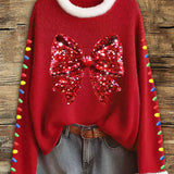 Damen Weihnachts Schleife Dekorative Licht Tops