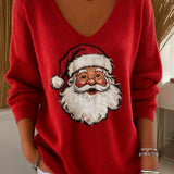 Damen Santa Claus Print Freizeitoberteil
