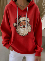 Damen Santa Claus Print Freizeit Hoodie