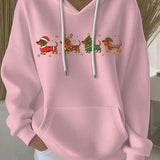Damen Weihnachtlicher Druck Freizeit Hoodie