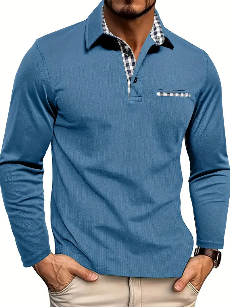 Stefan | Herren Langarm-Polo mit Knöpfen