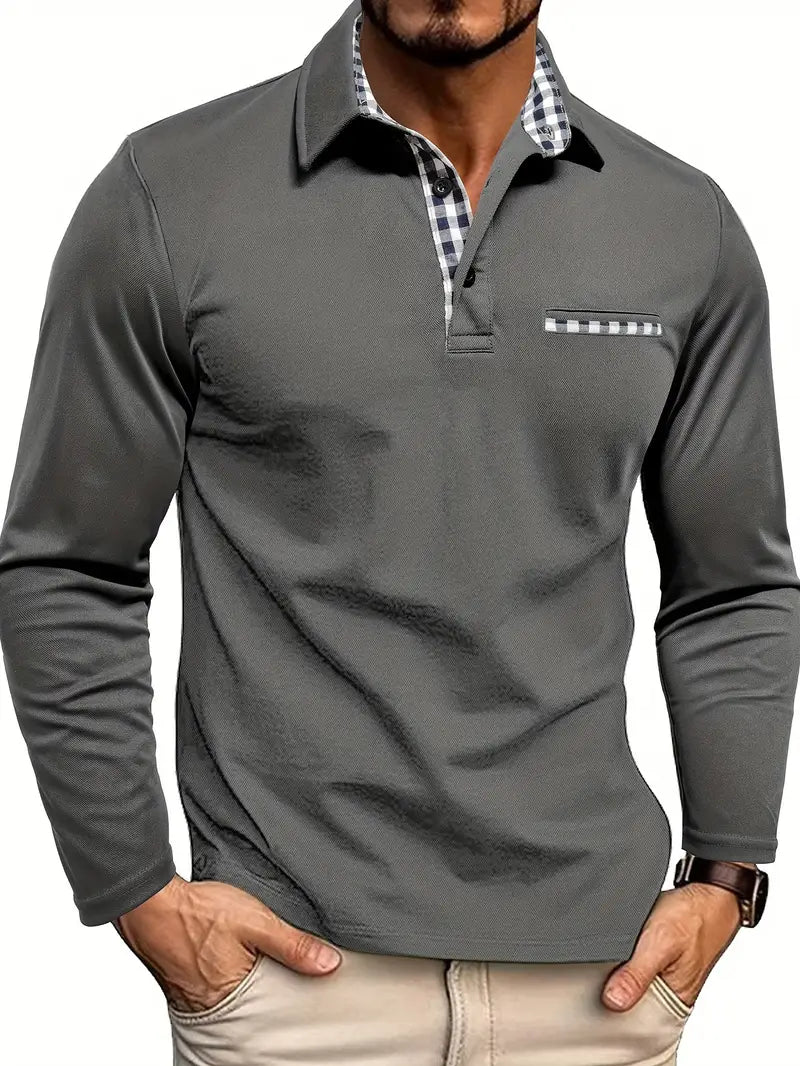 Stefan | Herren Langarm-Polo mit Knöpfen