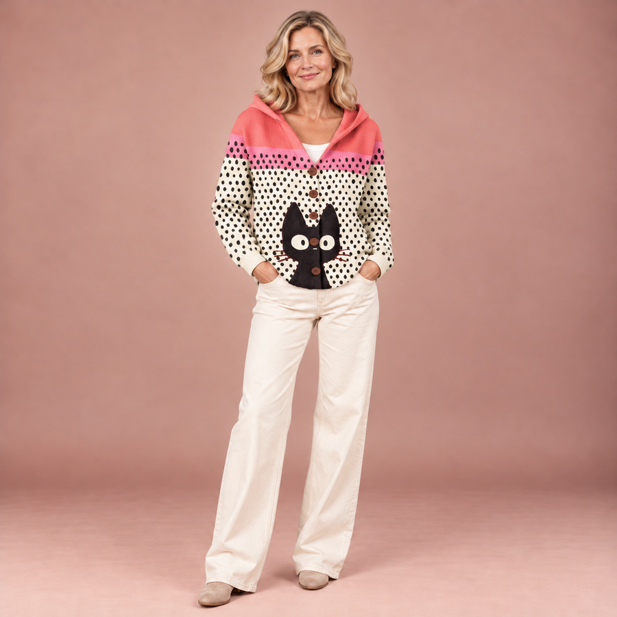 Theresa | Bequemer Strickcardigan mit Kapuze